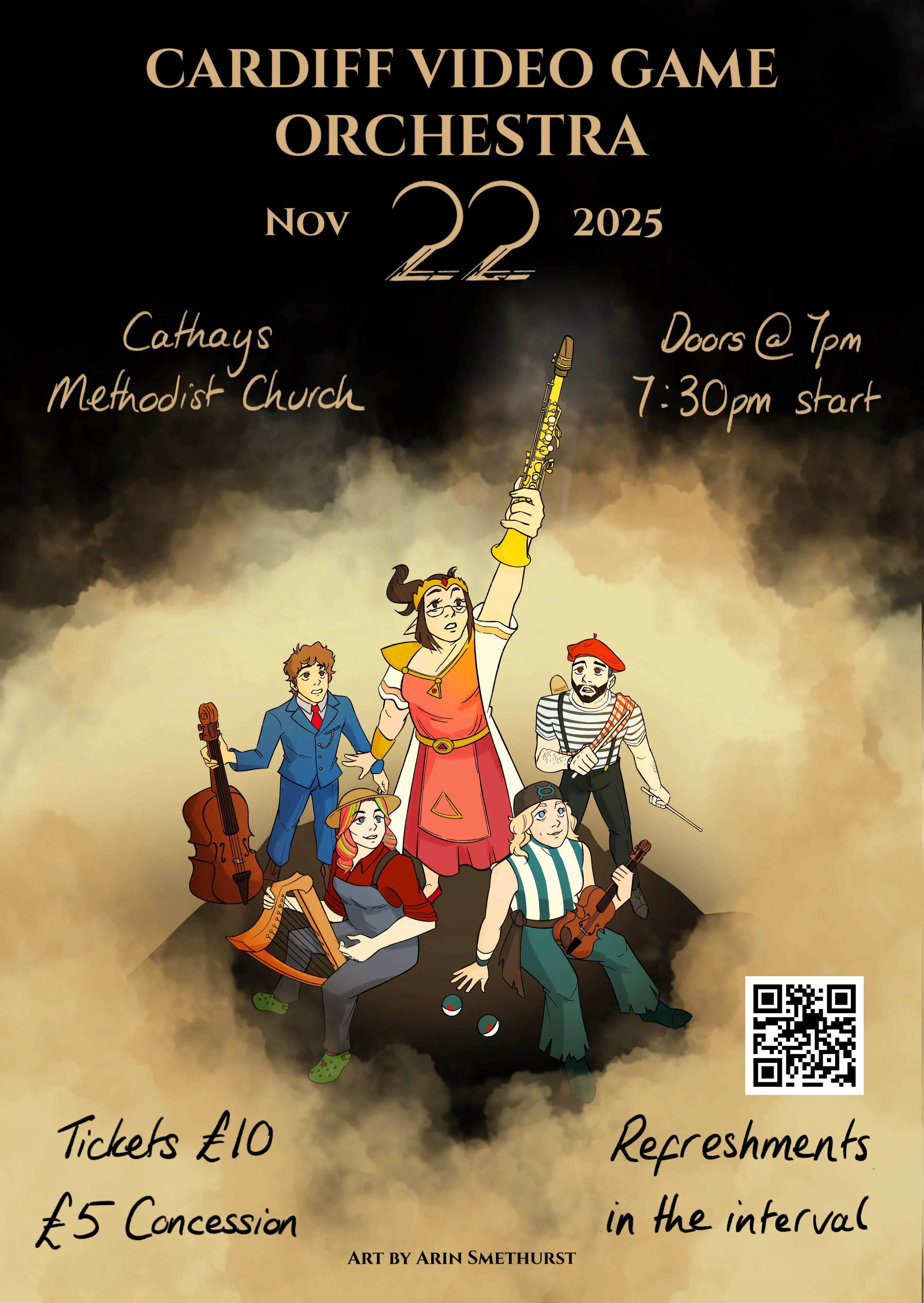 Dark, broody banner with golden clouds in the style of Clair Obscur:Expedition 33.